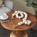 Ceramic Large Distressed Beaded Garland White 62in