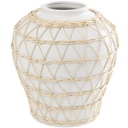 Ceramic Vase With Woven Rattan Exterior 12in