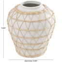 Ceramic Vase With Woven Rattan Exterior 12in