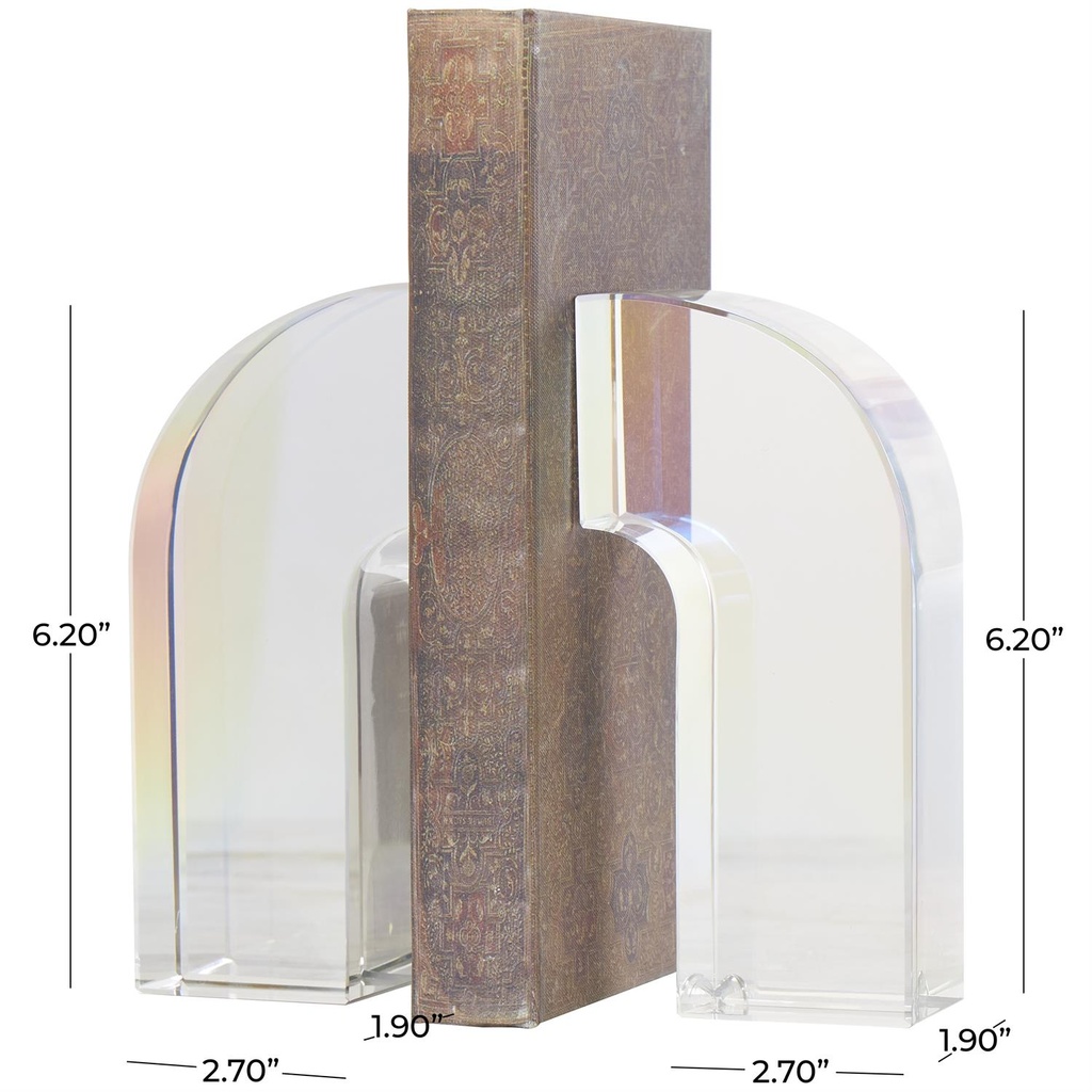 Crystal Arched Bookends Set 6in
