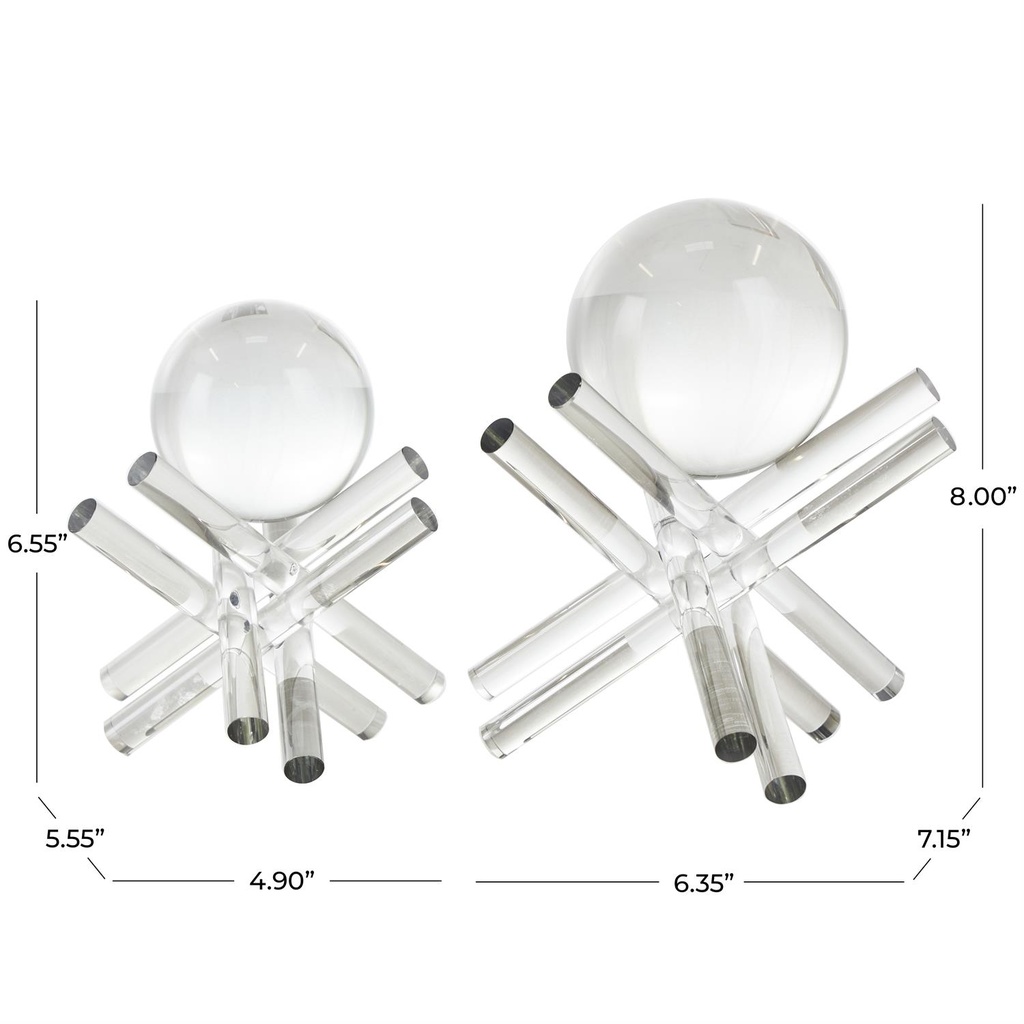 Crystal Orb & Jack Sculpture 7in