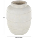 Distressed Vase With Raised Braided Accents Cream 18in