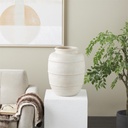 Distressed Vase With Raised Braided Accents Cream 18in