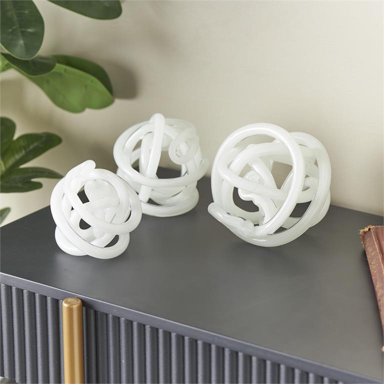 Glass Abstract Knotted Ball 5in