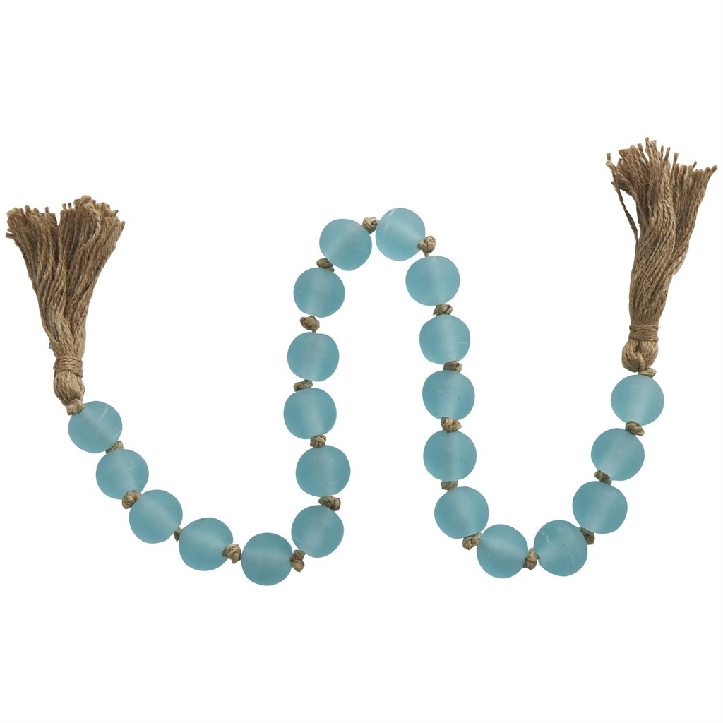 Glass Beaded Garland with Tassel Blue 45in