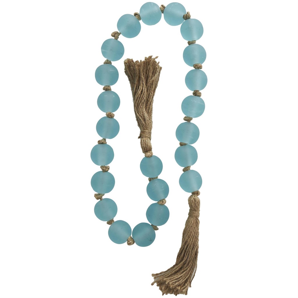 Glass Beaded Garland with Tassel Blue 45in