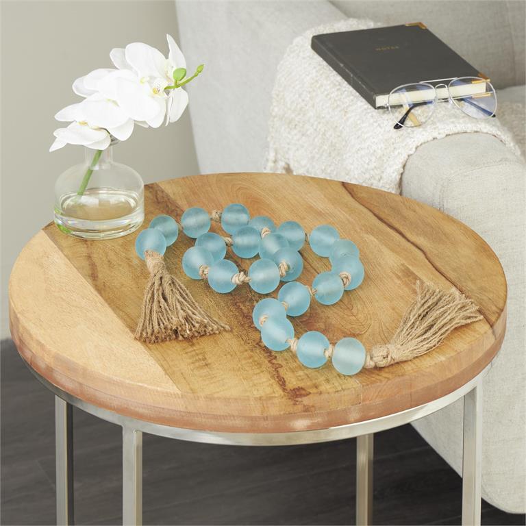 Glass Beaded Garland with Tassel Blue 45in