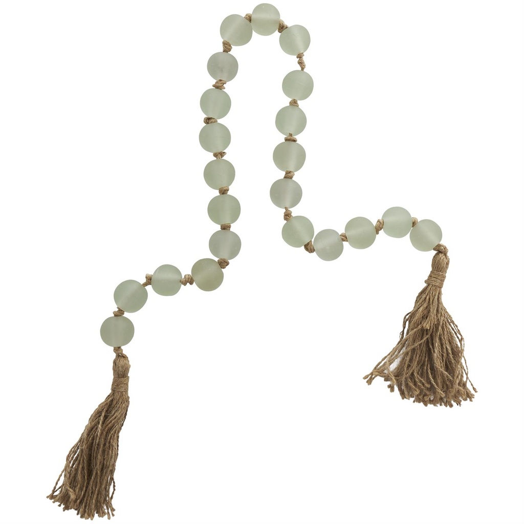 Glass Beaded Garland with Tassel Green 45in