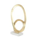 Gold Metal Loop Sculpture With Marble Base 17in