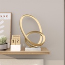Gold Metal Loop Sculpture With Marble Base 17in