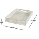 Mango Whitewashed Tray With Carved Mandala 18in