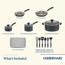 Faberware Aluminum Nonstick Cookware Set Pewter 15pc