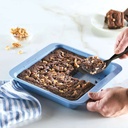 Faberware Square Cake Pan with Portion Marks Blue 9in