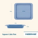 Faberware Square Cake Pan with Portion Marks Blue 9in