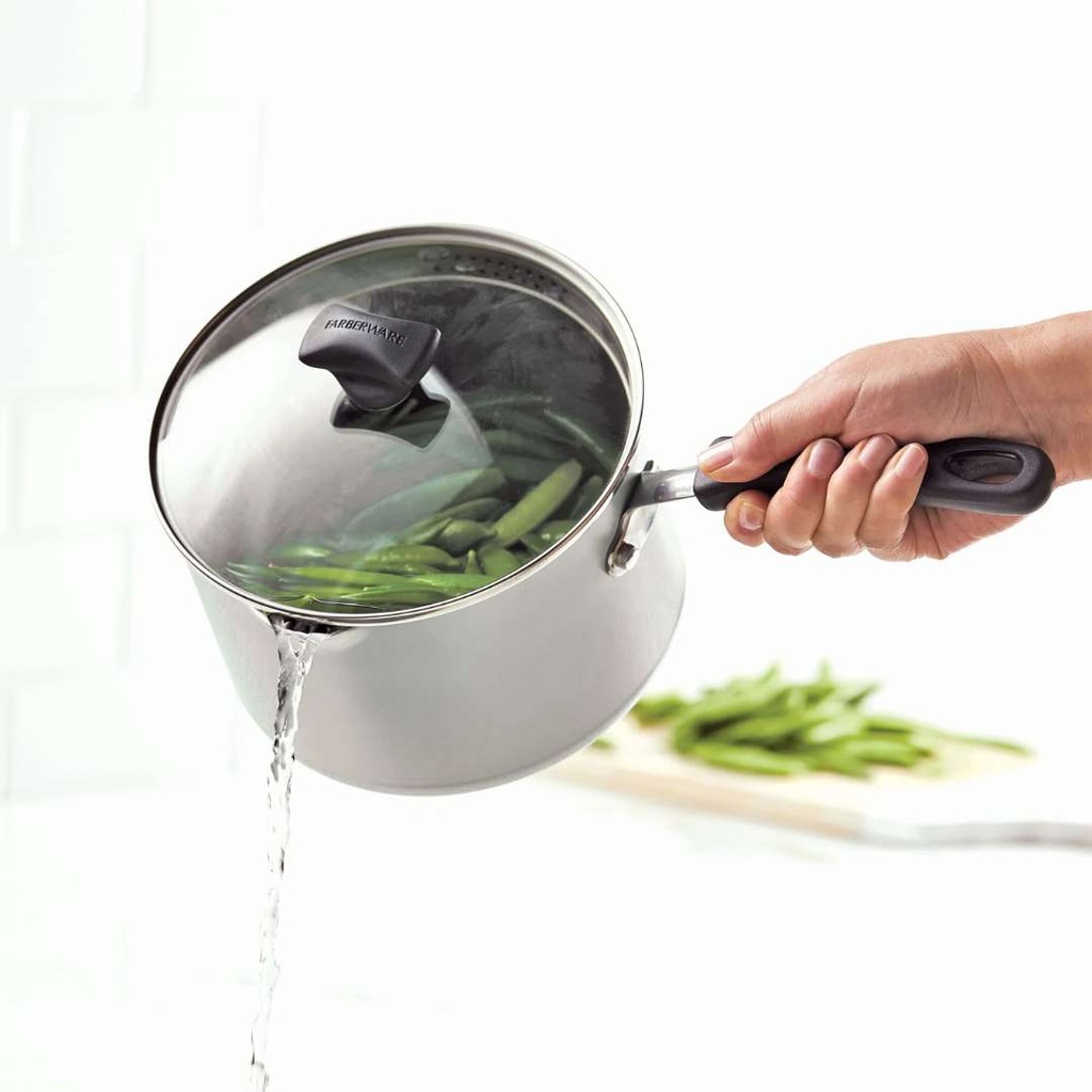 Farberware Aluminum Nonstick Straining Saucepan Silver 3qt