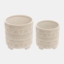 Ceramic Abstract Footed Planter White 8in