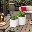 Ceramic Abstract Footed Planter White 8in