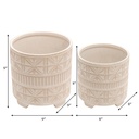 Ceramic Abstract Footed Planter White 9in