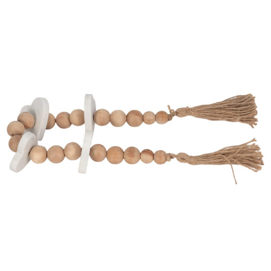 Large Wood Garland With Marble Hearts 36in