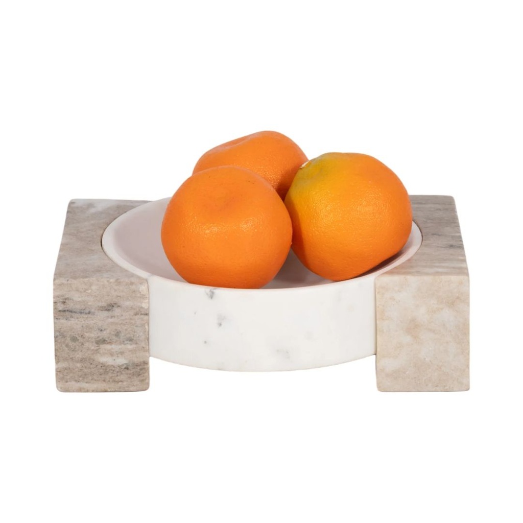 Marble Bowl With Onyx Marble Sides 10in