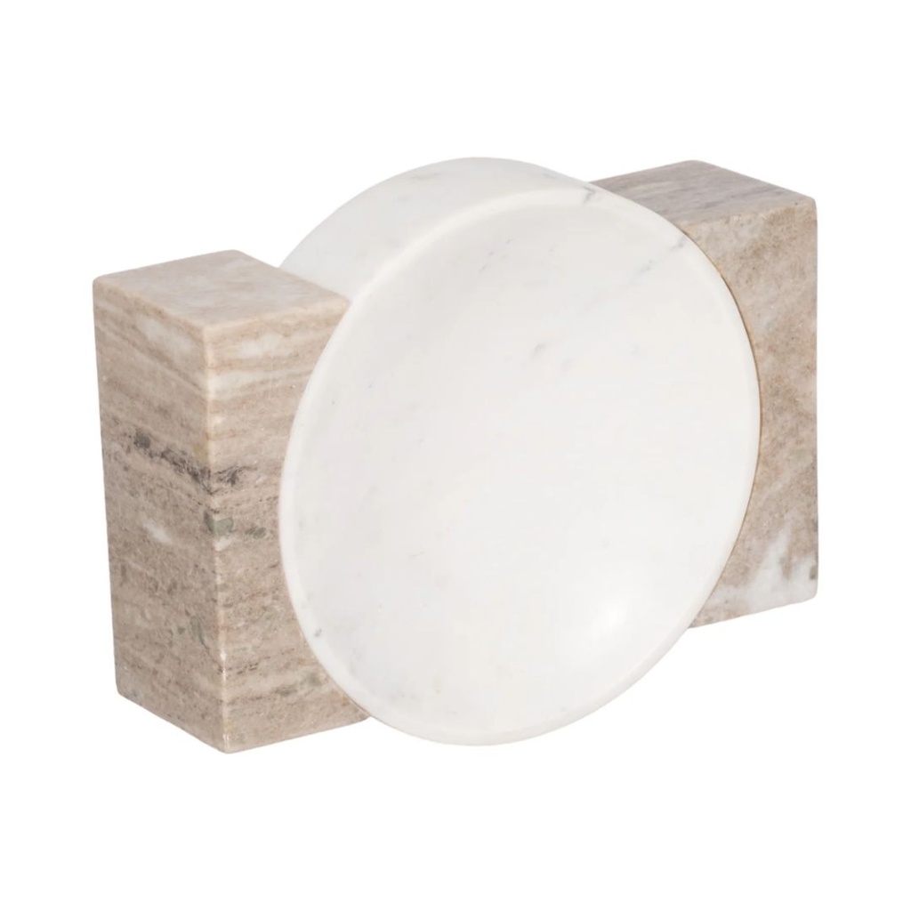 Marble Bowl With Onyx Marble Sides 10in
