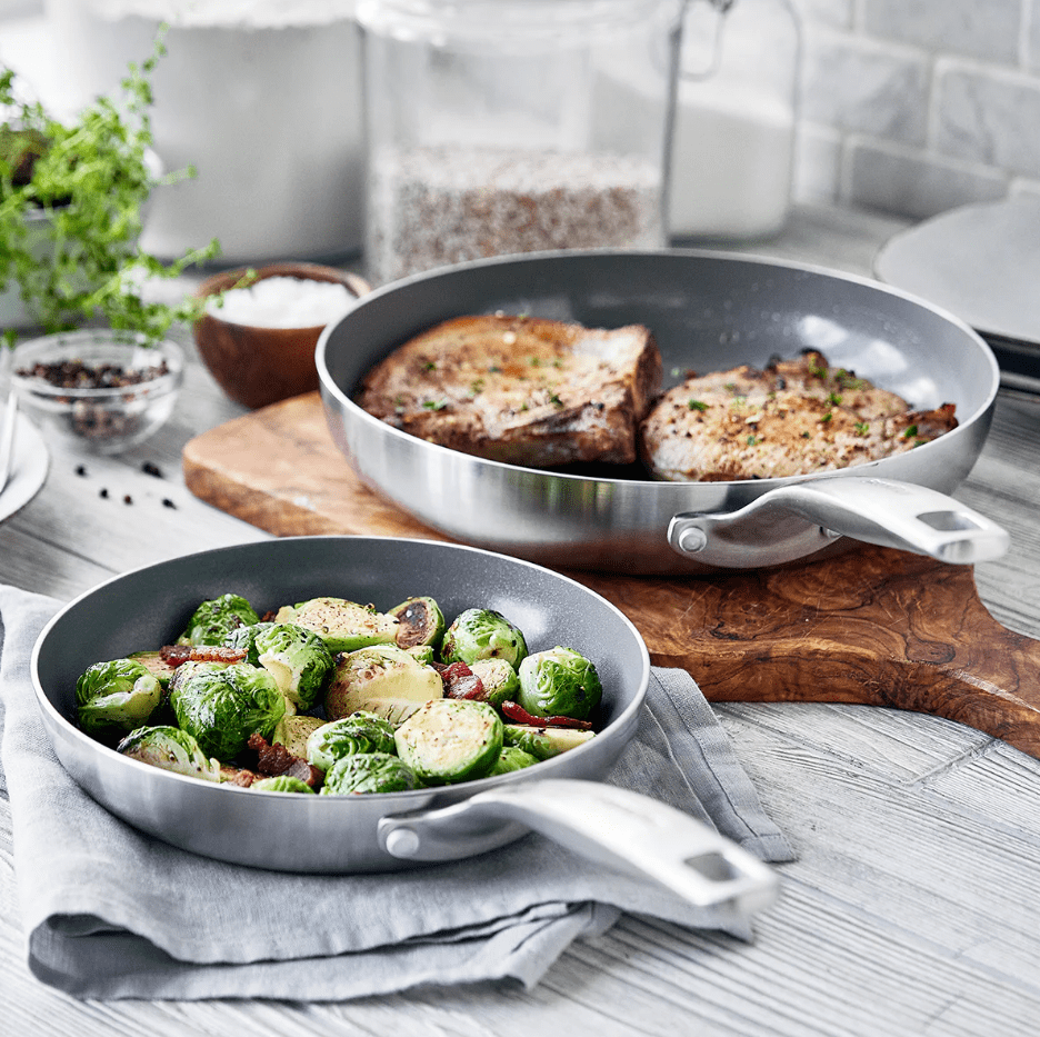 Greenpan Chatham Stainless Steel Open Frypan Set 8in & 10in