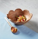 Wood Scalloped Bowl With Serving Spoon
