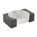 Marble Geometric Tray White & Black 10in