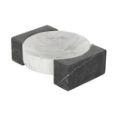 Marble Geometric Tray White & Black 10in