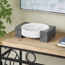 Marble Geometric Tray White & Black 10in