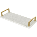 Marble Textured Tray With Gold Handles 18in