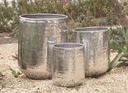 Metal Hammered Planter Silver 13in