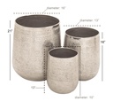 Metal Hammered Planter Silver 13in