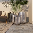 Metal Hammered Planter Silver 20in
