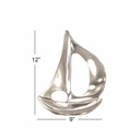 Metal Sailboat Sculpture Silver 12in