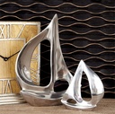Metal Sailboat Sculpture Silver 7in