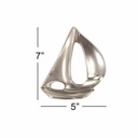 Metal Sailboat Sculpture Silver 7in