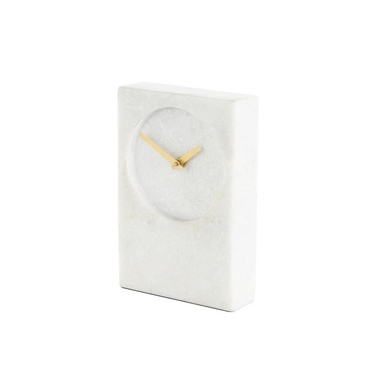 Minimalistic Marble Clock White 9in