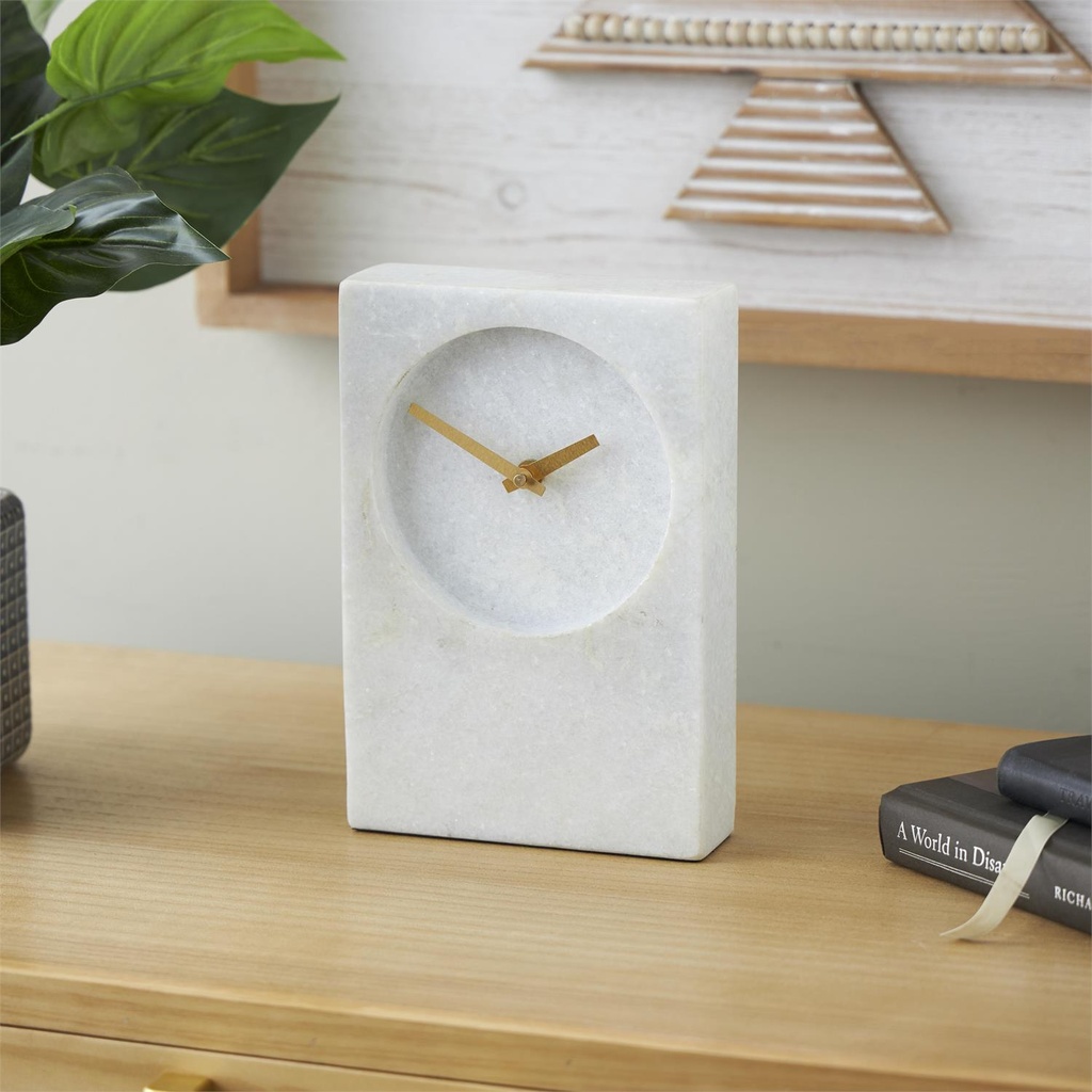 Minimalistic Marble Clock White 9in