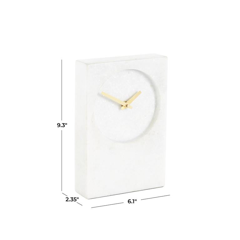 Minimalistic Marble Clock White 9in
