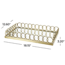 Mirrored Tray With Gold Rings Frame 18in