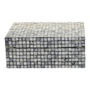 Mother of Pearl Geometric Mosaic Box Grey 8in