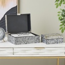 Mother of Pearl Geometric Mosaic Box Grey 8in