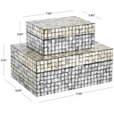 Mother of Pearl Geometric Mosaic Box Grey 8in