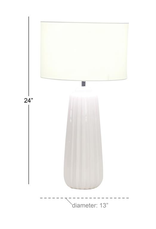 Ribbed Ceramic Table Lamp White 24in
