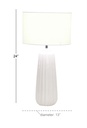 Ribbed Ceramic Table Lamp White 24in