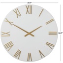 White Wall Clock with Gold Hands & Numbers 31in