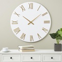 White Wall Clock with Gold Hands & Numbers 31in