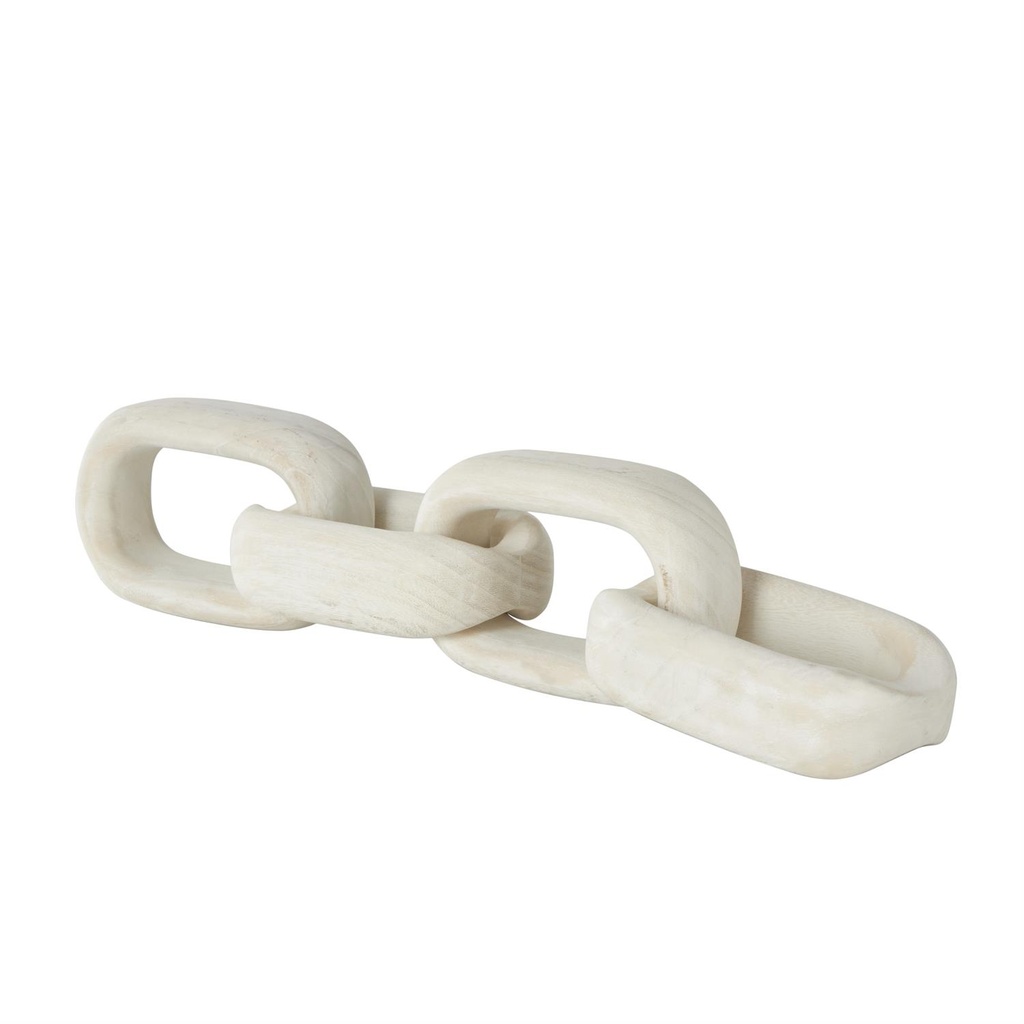 Wood Chain Link Sculpture Cream 18in