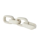 Wood Chain Link Sculpture Cream 18in